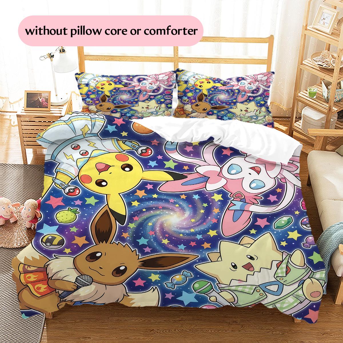 Multiple adorable Pokémon characters Pattern Bedding Quilt Set Home Decoration Gift (1 * duvet cover + 2 * pillowcase without core) 135x200cm
Multiple adorable Pokémon characters Pattern Bedding Quilt Set Home Decoration Gift (1 * duvet cover + 2 * pillowcase without core) 135x200cm