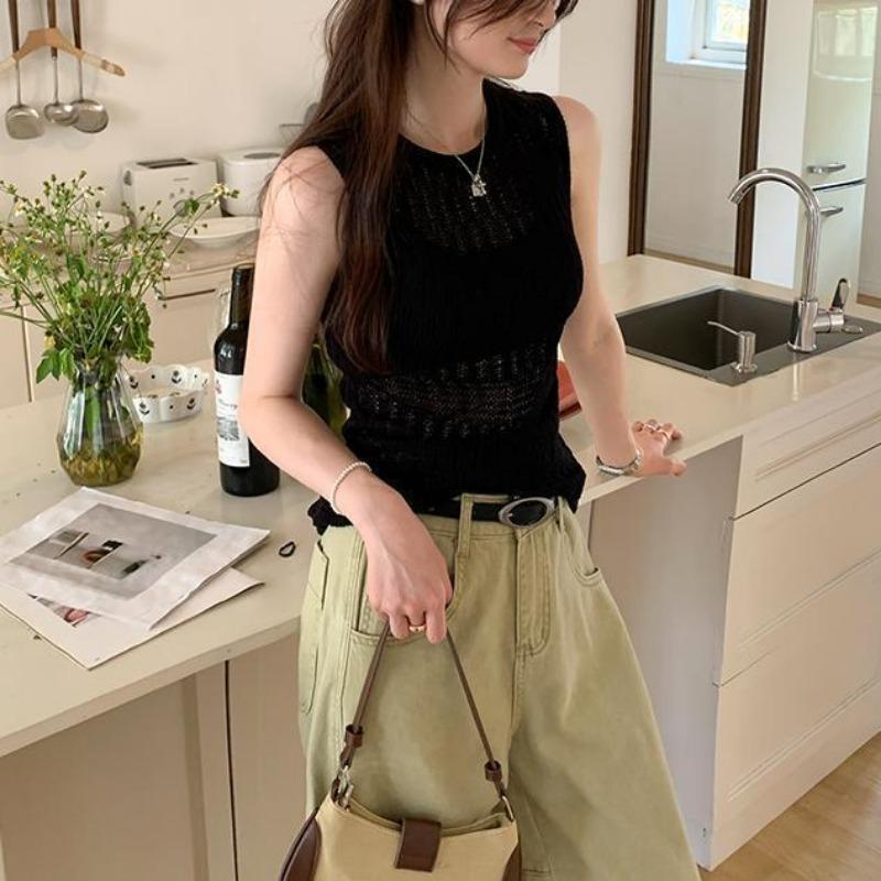 Women Summer Beige Open Knit Sleeveless Top Round Neck Crochet Tank OneSize чорний
Women Summer Beige Open Knit Sleeveless Top Round Neck Crochet Tank OneSize чорний