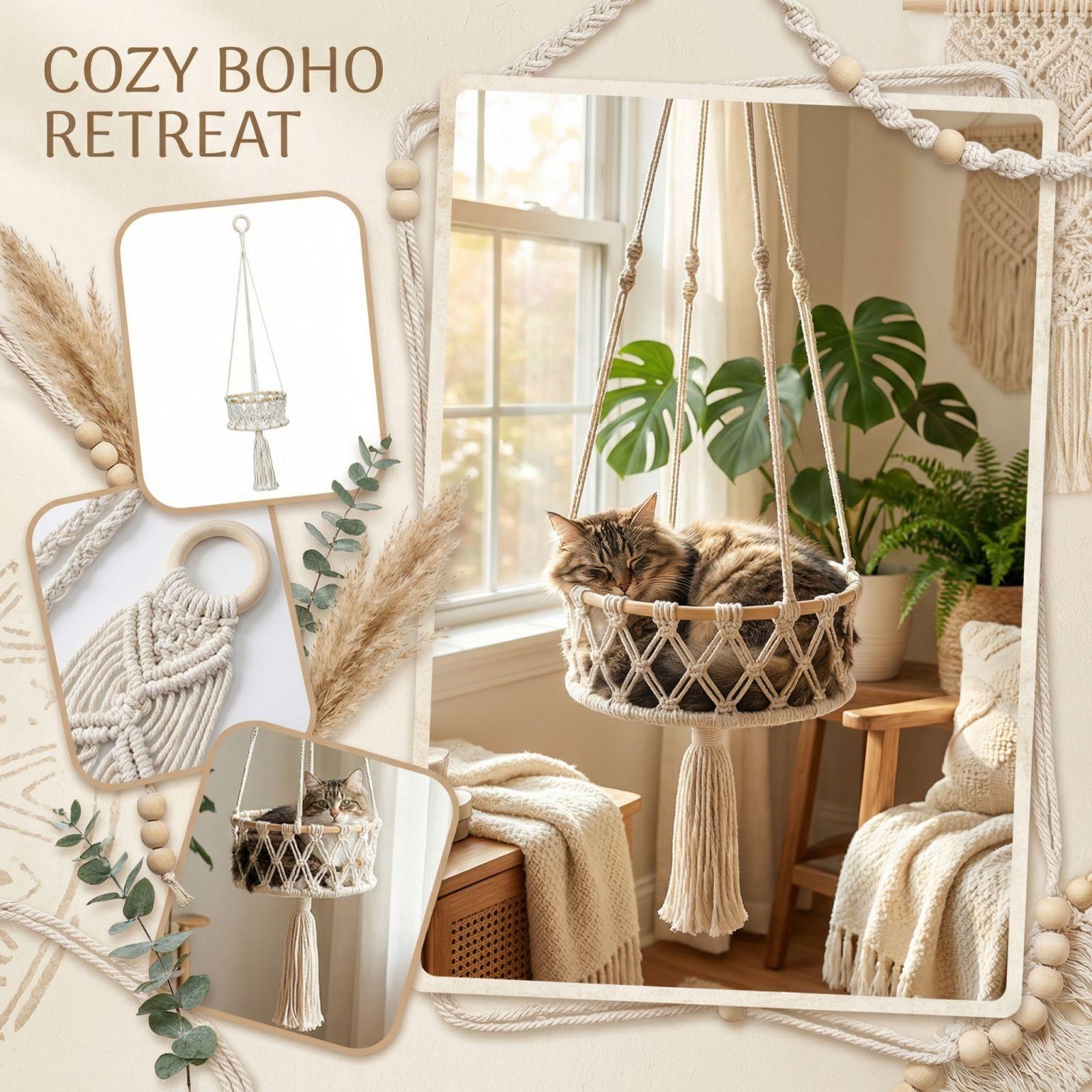 Hand Woven Hanging Cats Bed one size
Hand Woven Hanging Cats Bed one size