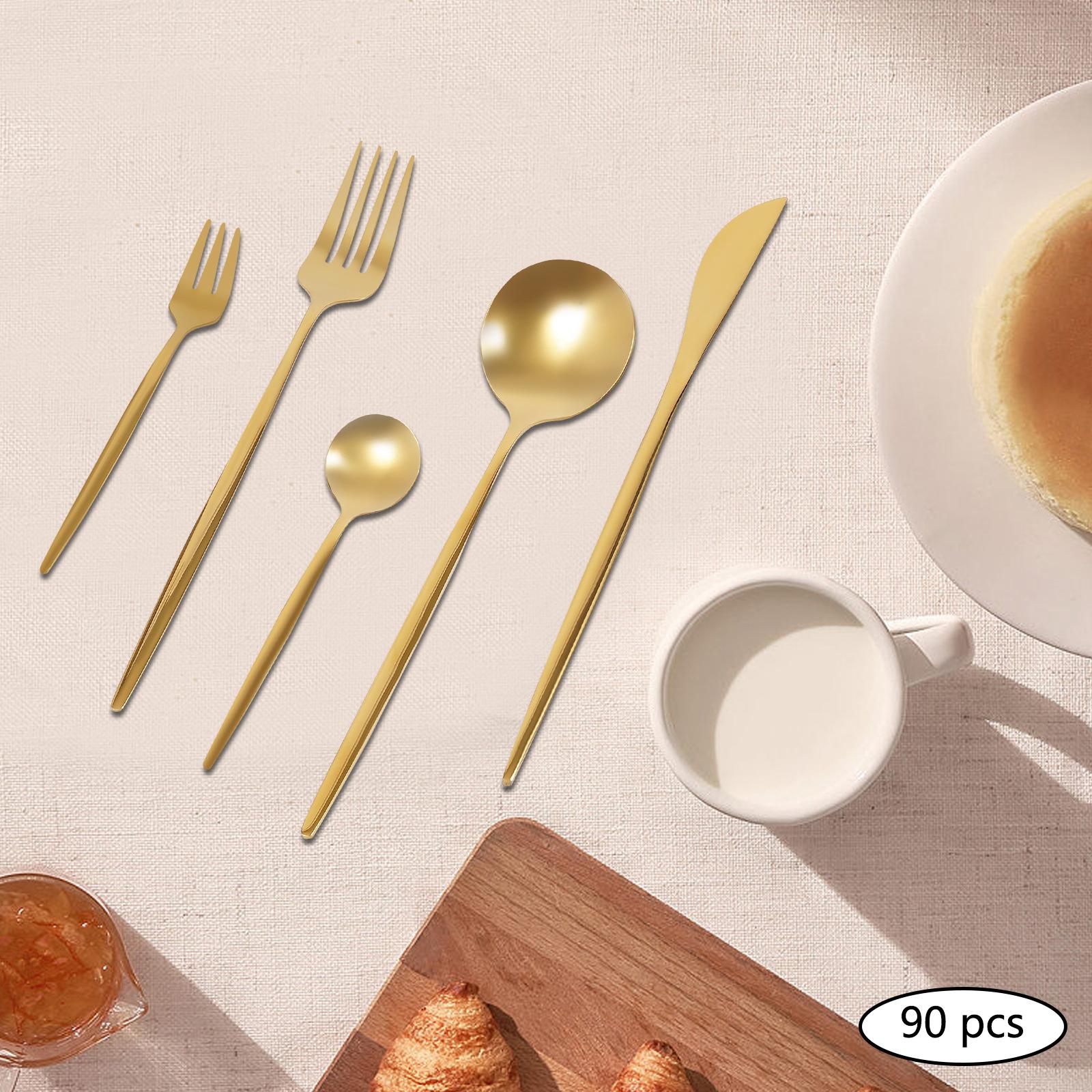 90Pcs Flatware Set Stainless Steel Silverware Utensil Kitchen Tableware Forks Knives Spoons Cutlery for Home Restaurant золотий
90Pcs Flatware Set Stainless Steel Silverware Utensil Kitchen Tableware Forks Knives Spoons Cutlery for Home Restaurant золотий