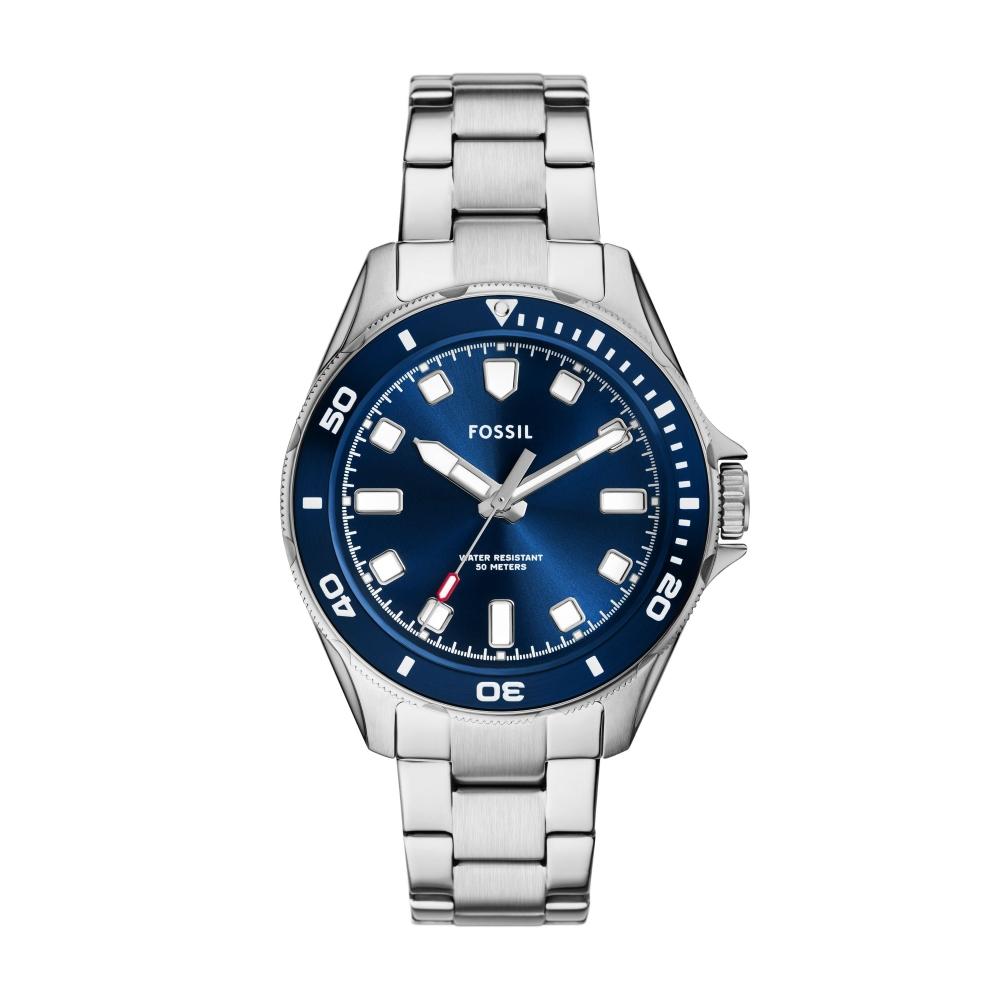 Fossil Мужские часы Dalton с тремя стрелками из нержавеющей стали, серебристые 
Fossil Мужские часы Dalton с тремя стрелками из нержавеющей стали, серебристые