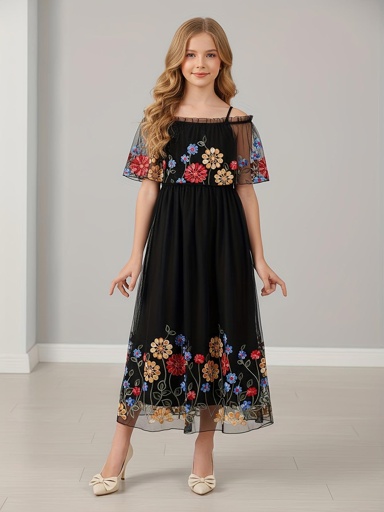 Floral Girls Sleeveless Dress, 8-12 Years Big Kid Summer Casual Embroidery Tulle Dress for Party Birthday 8Y чёрный
Floral Girls Sleeveless Dress, 8-12 Years Big Kid Summer Casual Embroidery Tulle Dress for Party Birthday 8Y чёрный