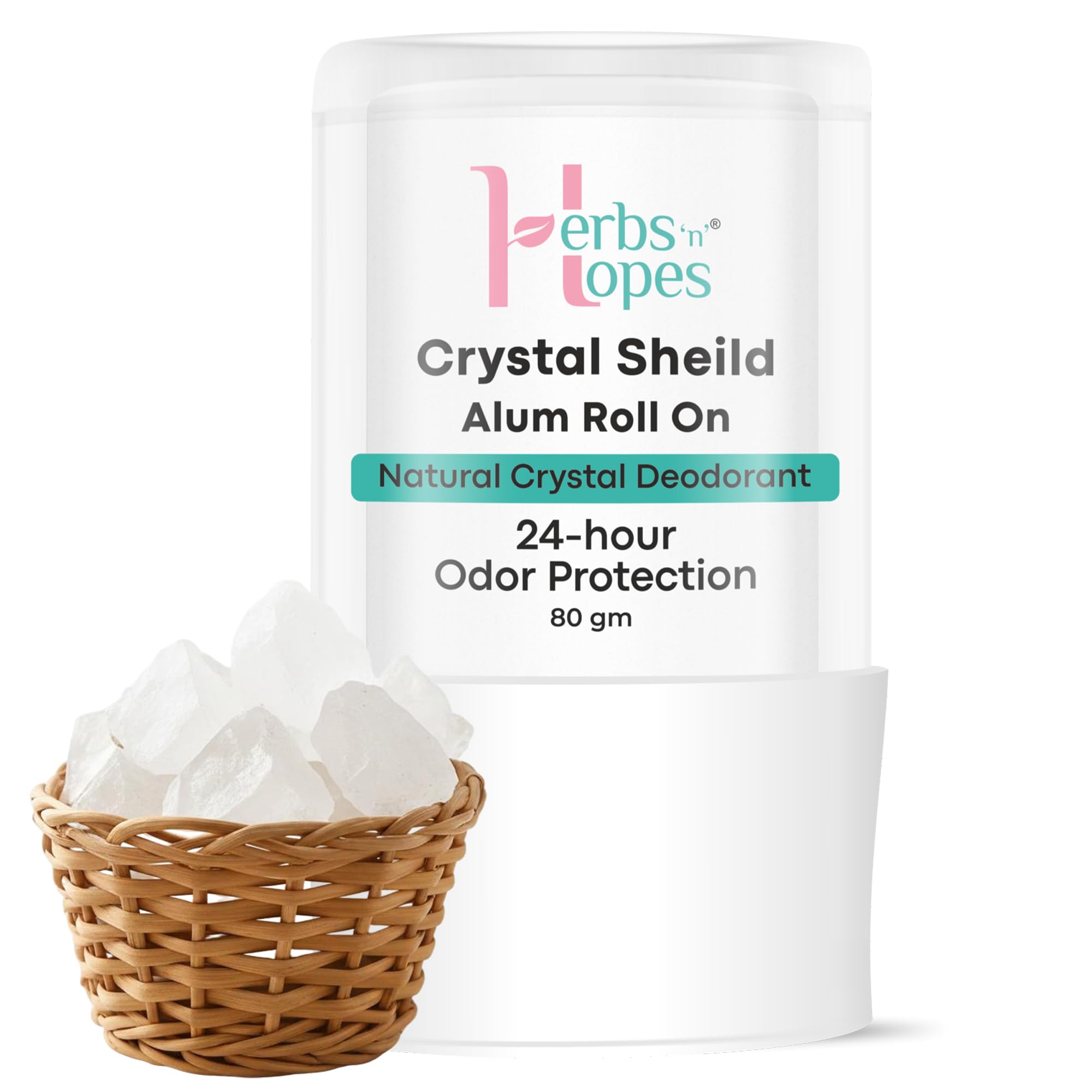 Herbs n Hopes Alum underarm Roll on - Crystal Shield Roll-On Deodorant - 80g | Natural Alum Stick for Men & Women | Fragrance-Free, Non-Sticky,
Herbs n Hopes Alum underarm Roll on - Crystal Shield Roll-On Deodorant - 80g | Natural Alum Stick for Men & Women | Fragrance-Free, Non-Sticky,