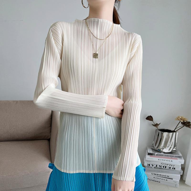 Pleated Women s Long Sleeve Stand Collar Blouse - Versatile Spring/Autumn Top One Size
Pleated Women s Long Sleeve Stand Collar Blouse - Versatile Spring/Autumn Top One Size