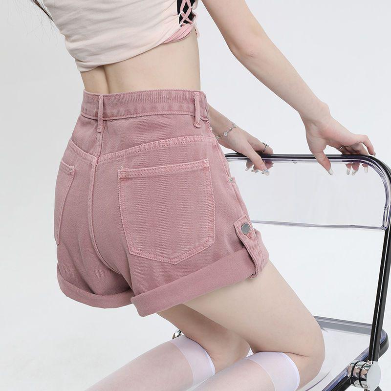 Women s High-Waisted Denim Shorts - Summer Solid Color Wide-Leg, Slimming A-Line, Rolled Hem, Loose Korean Style, Elastic Waist Hot Pants. XS 40-44.5kg
Women s High-Waisted Denim Shorts - Summer Solid Color Wide-Leg, Slimming A-Line, Rolled Hem, Loose Korean Style, Elastic Waist Hot Pants. XS 40-44.5kg