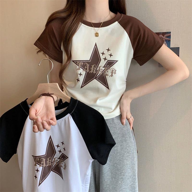 Women s American Retro Star Color Block Raglan Short Sleeve Lace-Up T-Shirt - Sweet & Spicy Summer Top S (suggested under 80 jin) кавовий
Women s American Retro Star Color Block Raglan Short Sleeve Lace-Up T-Shirt - Sweet & Spicy Summer Top S (suggested under 80 jin) кавовий