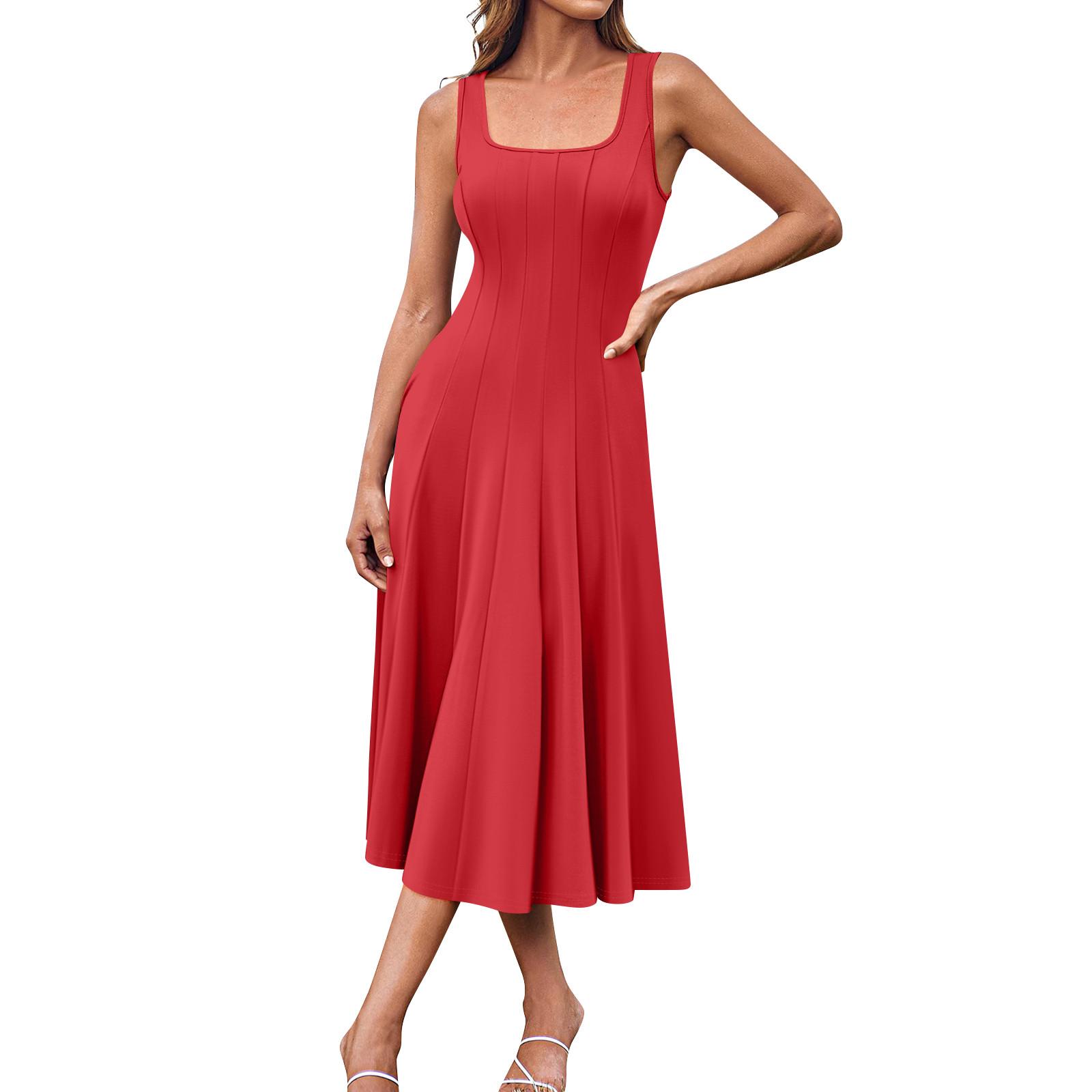 Women s Casual Fashion Round Neck Sleeveless Solid Color Side Pocket Midi Dress L киноварь
Women s Casual Fashion Round Neck Sleeveless Solid Color Side Pocket Midi Dress L киноварь