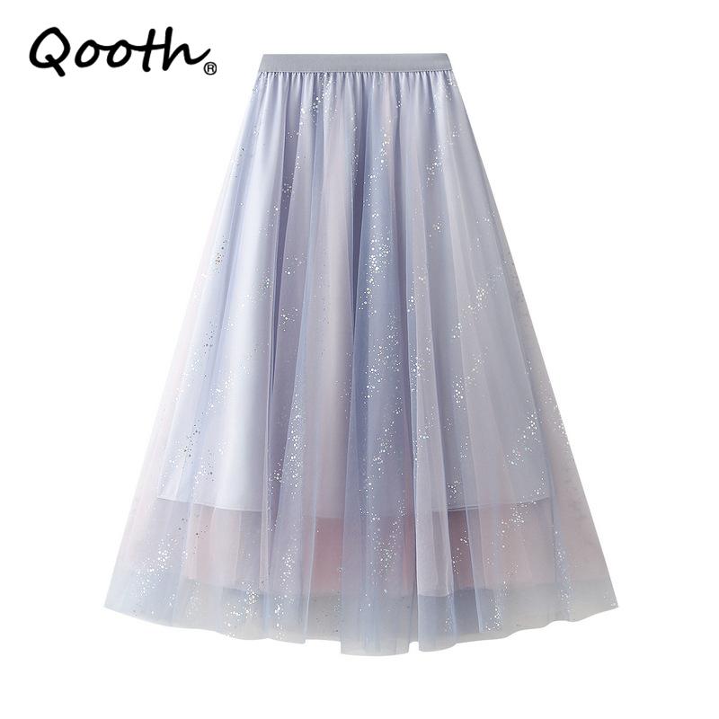 Qooth Women Shiny Fairy Tulle Gauze Skirt Elegant Sweet Elastic Waist Midi Mesh Skirt Ankle Length QT2201 F синій
Qooth Women Shiny Fairy Tulle Gauze Skirt Elegant Sweet Elastic Waist Midi Mesh Skirt Ankle Length QT2201 F синій