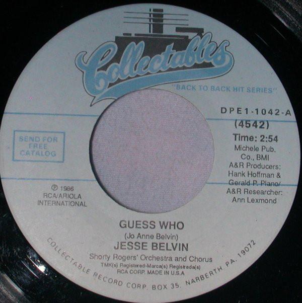 7inch Record JESSE BELVIN - Guess Who / Funny 4542 Collectables 1986 US Soul/Funk Used
7inch Record JESSE BELVIN - Guess Who / Funny 4542 Collectables 1986 US Soul/Funk Used