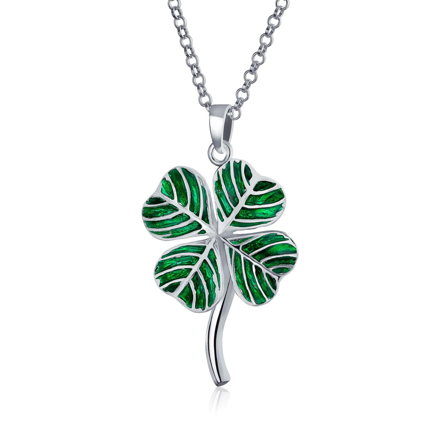 Irish Shamrock Green Lucky Four Leaf Clover Pendant Necklace for Women and Sterling St. Patrick s Charm, Teenagers. .925 Silver
Irish Shamrock Green Lucky Four Leaf Clover Pendant Necklace for Women and Sterling St. Patrick s Charm, Teenagers. .925 Silver