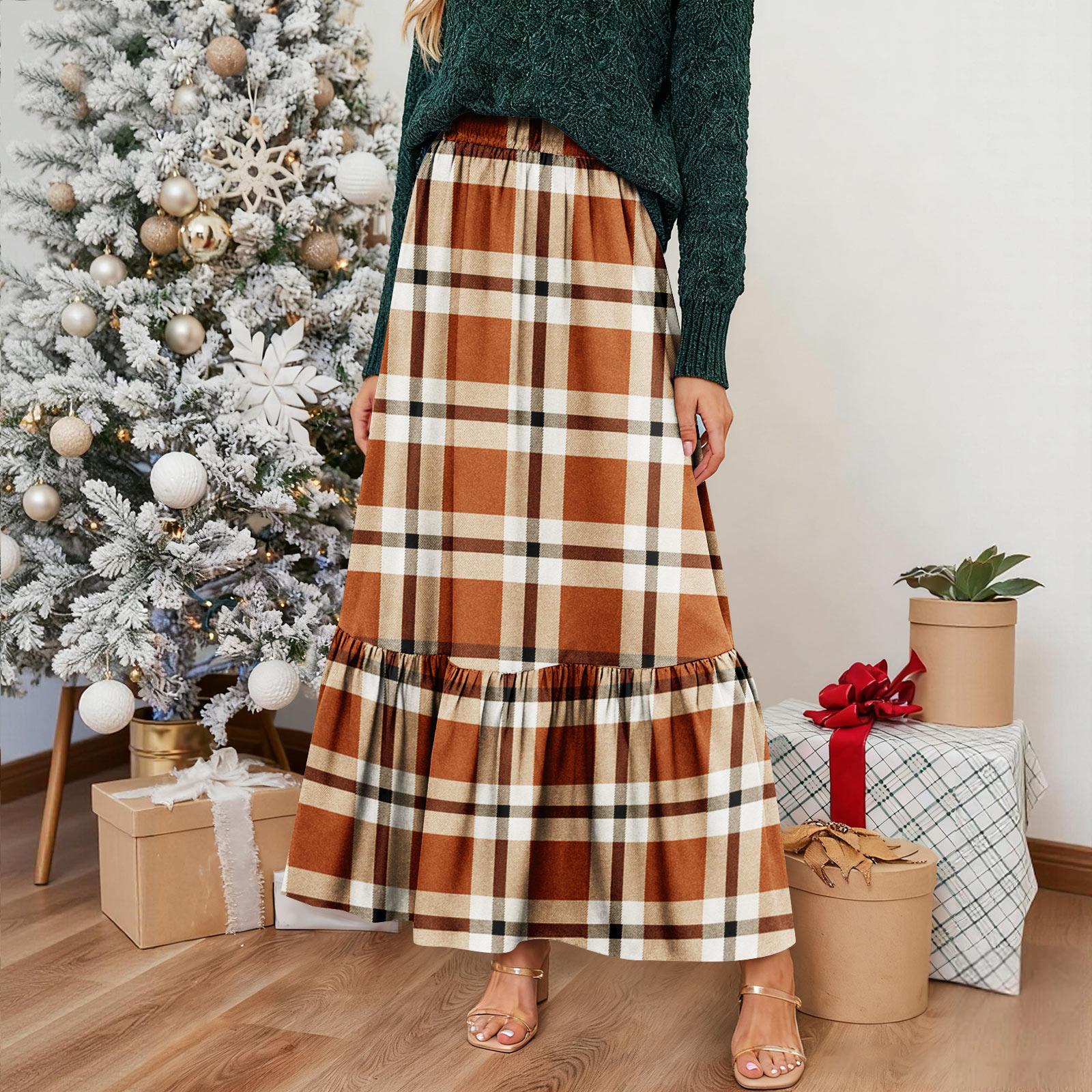 Women s Ruffled Casual Long Skirt Plaid Skirt Retro Pleated Skirt L
Women s Ruffled Casual Long Skirt Plaid Skirt Retro Pleated Skirt L