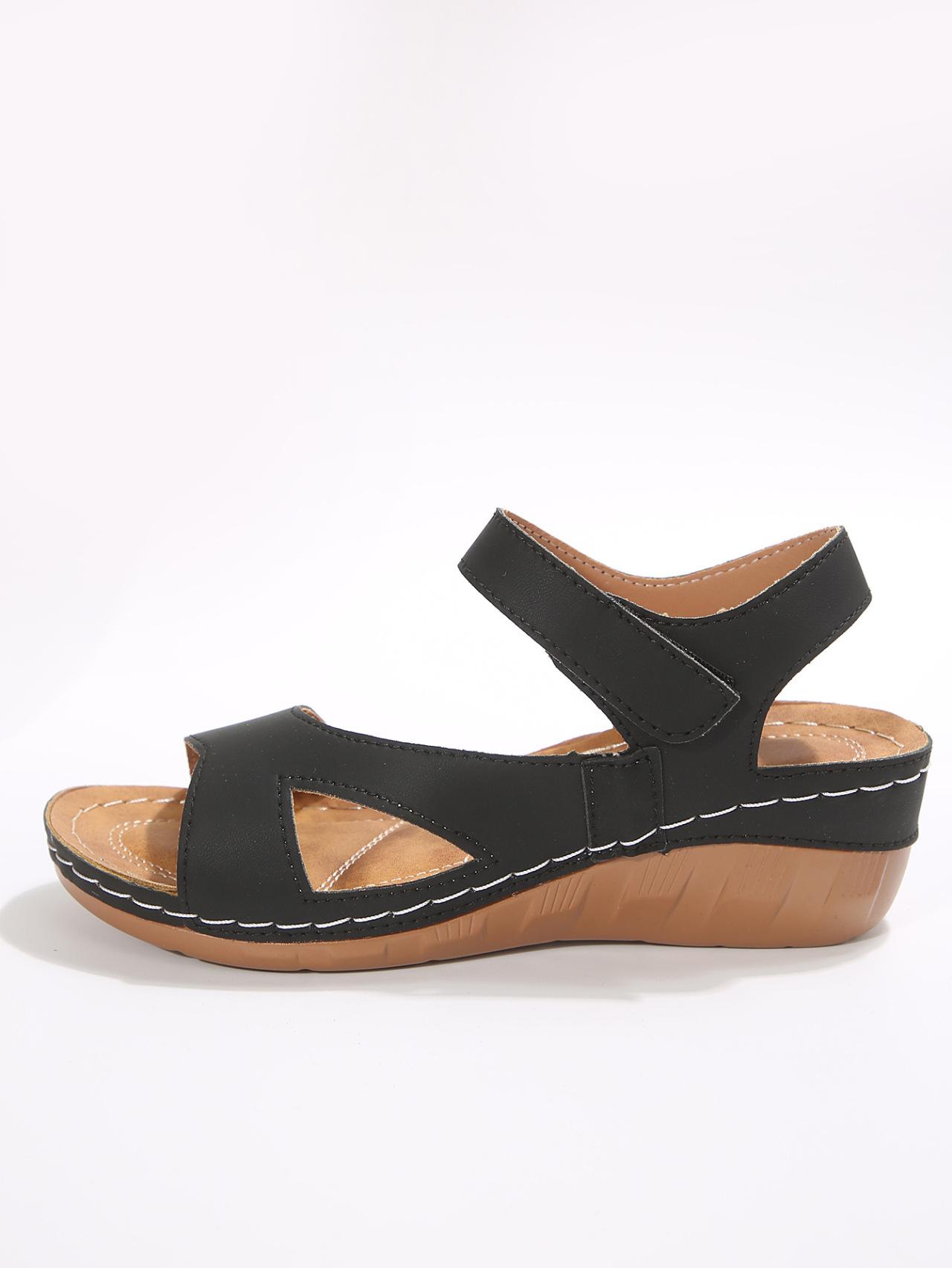 Сандалии для иностранной торговли 2025 года, новые цветные сандалии на платформе, модные независимые сандалии на станции, женские туфли большого размера, волшебный пояс, легкие женские туфли 36