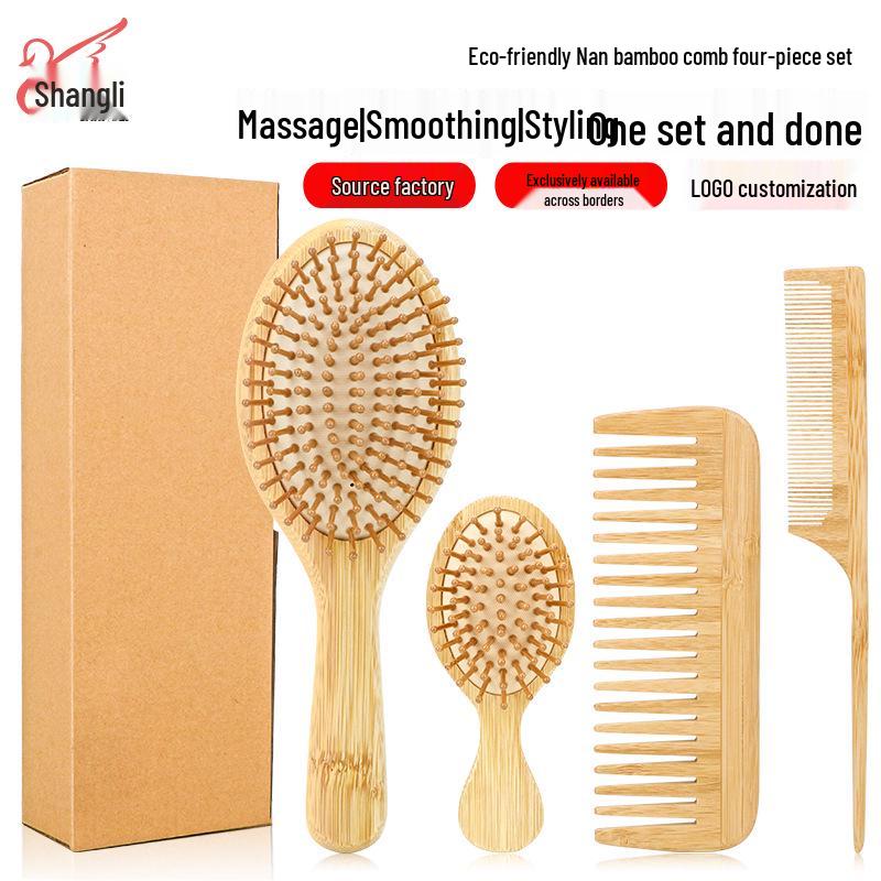 Nan Bamboo Comb Set for Kids: Air Cushion, Wide Tooth, and Pointed Tail Combs - Eco-Friendly and Gentle Massage.
Nan Bamboo Comb Set for Kids: Air Cushion, Wide Tooth, and Pointed Tail Combs - Eco-Friendly and Gentle Massage.