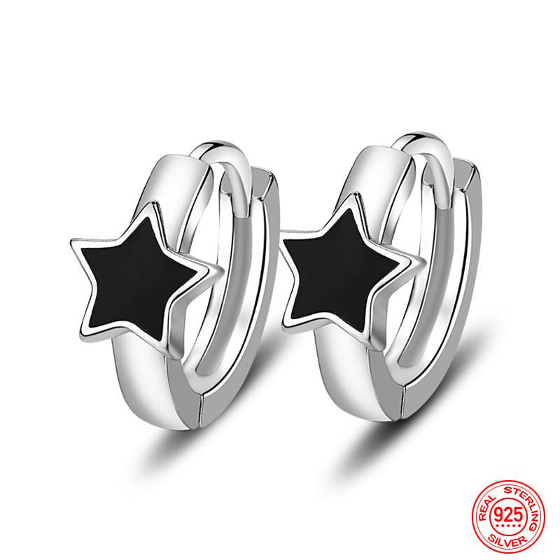 925 Sterling Silver Black Stars Black Hoop Earring for Women Wedding Jewelry Gift
925 Sterling Silver Black Stars Black Hoop Earring for Women Wedding Jewelry Gift