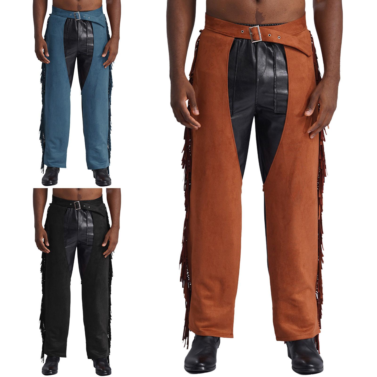 Mens Suede Fringe Cowboy Trousers Open Crotch Design Tassel Details Western Pants for Halloween Costume Parties S коричневий
Mens Suede Fringe Cowboy Trousers Open Crotch Design Tassel Details Western Pants for Halloween Costume Parties S коричневий