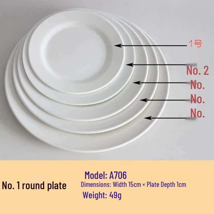 White Melamine Round Plate - Imitation Porcelain Dish for Restaurant and Home Use, Plastic with Painting, Flat Round Design
White Melamine Round Plate - Imitation Porcelain Dish for Restaurant and Home Use, Plastic with Painting, Flat Round Design