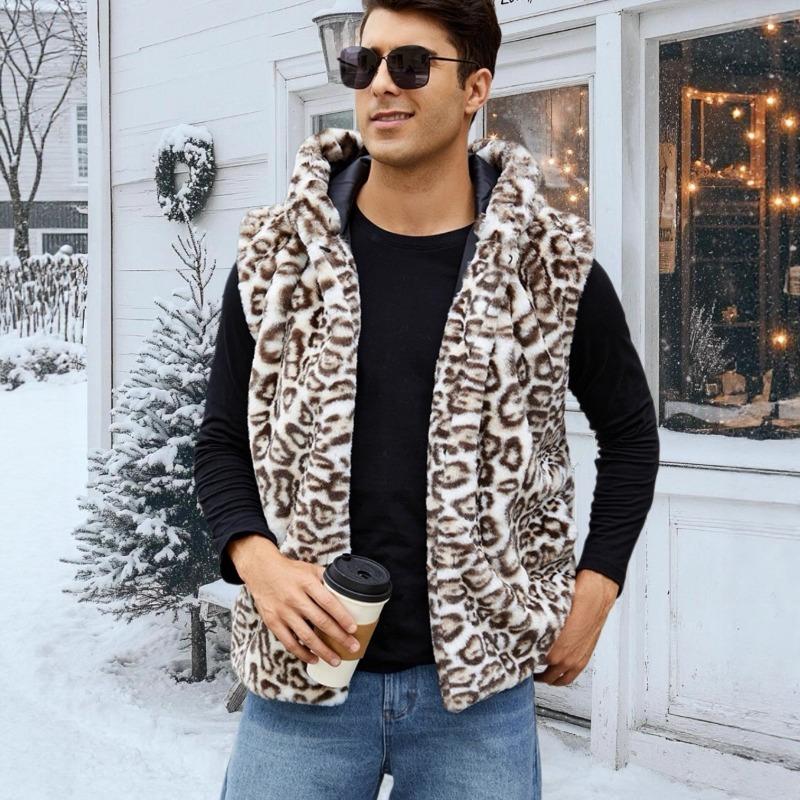 Men s Leopard Print Faux Fur Hooded Vest Open Front Warm Winter Gilet S білий
Men s Leopard Print Faux Fur Hooded Vest Open Front Warm Winter Gilet S білий