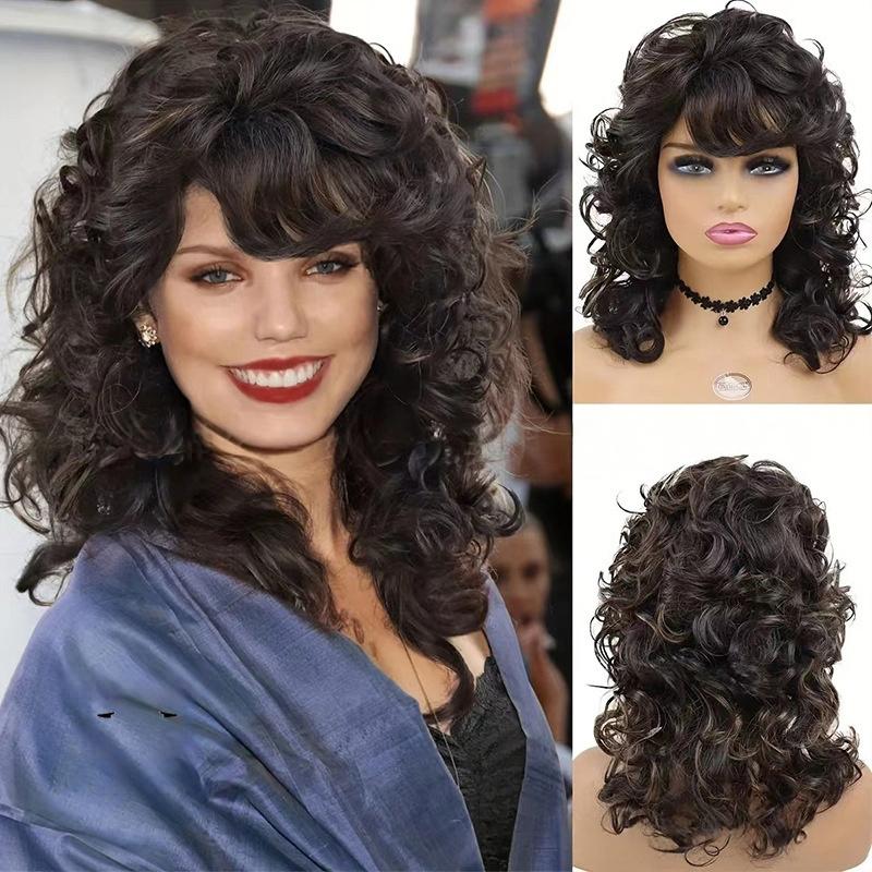 Synthetic Wigs for Black Women with Curly Texture and Bangs Brown Highlighted Regular Wig Natural Hairstyle Fluffy Hair
Synthetic Wigs for Black Women with Curly Texture and Bangs Brown Highlighted Regular Wig Natural Hairstyle Fluffy Hair