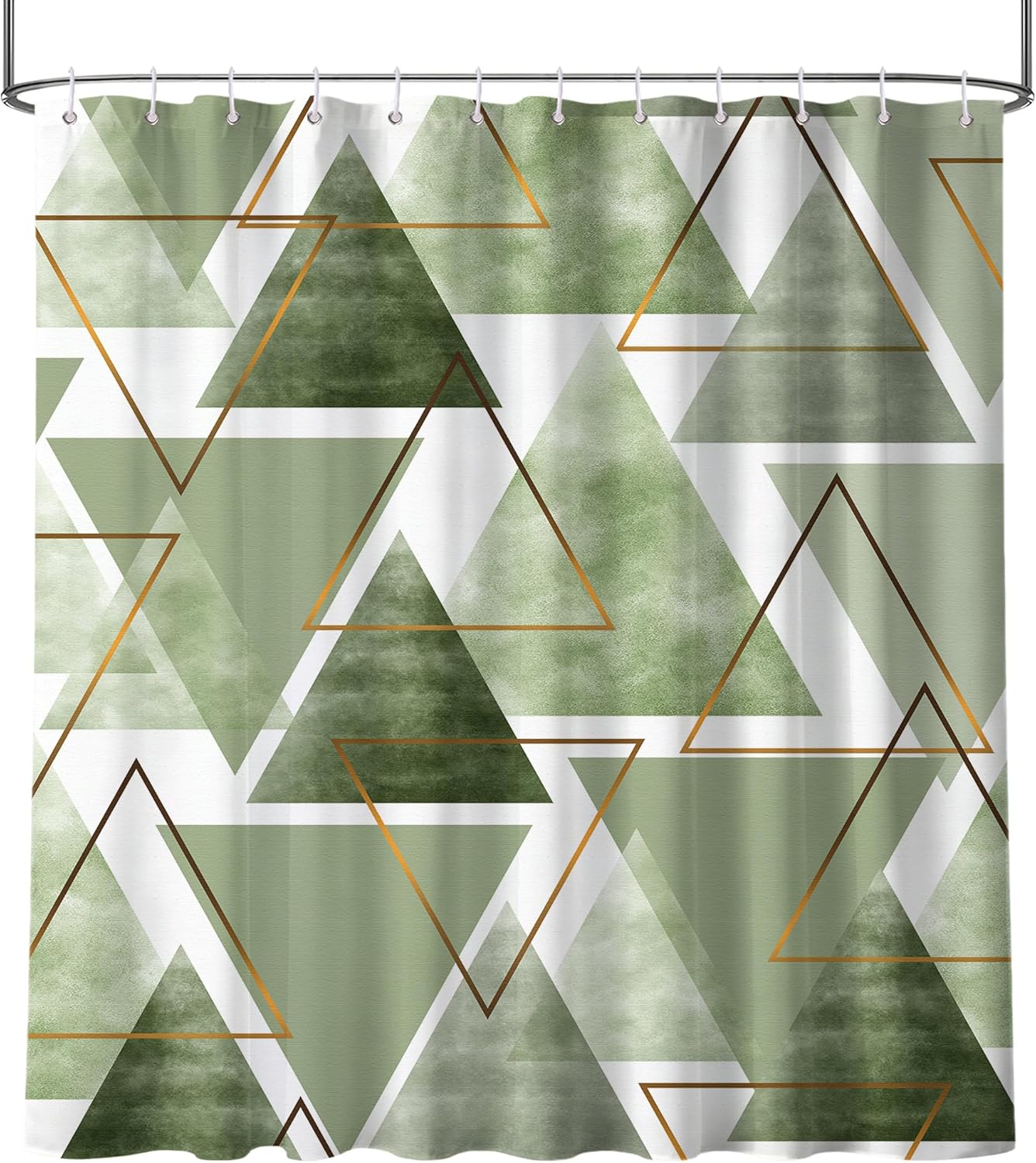 Sage Green Geometric Shower Curtain – Modern Triangles & Gold Accents, Contemporary Bathroom Decor W60H190(CM)-1 Pcs
Sage Green Geometric Shower Curtain – Modern Triangles & Gold Accents, Contemporary Bathroom Decor W60H190(CM)-1 Pcs