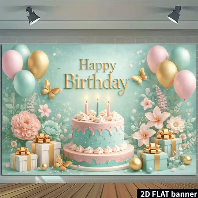 2D Pink Teal Cake Birthday Backdrop, Elegant Gold Party Celebration Banner 47.2x31.5inch/120*80cm
2D Pink Teal Cake Birthday Backdrop, Elegant Gold Party Celebration Banner 47.2x31.5inch/120*80cm