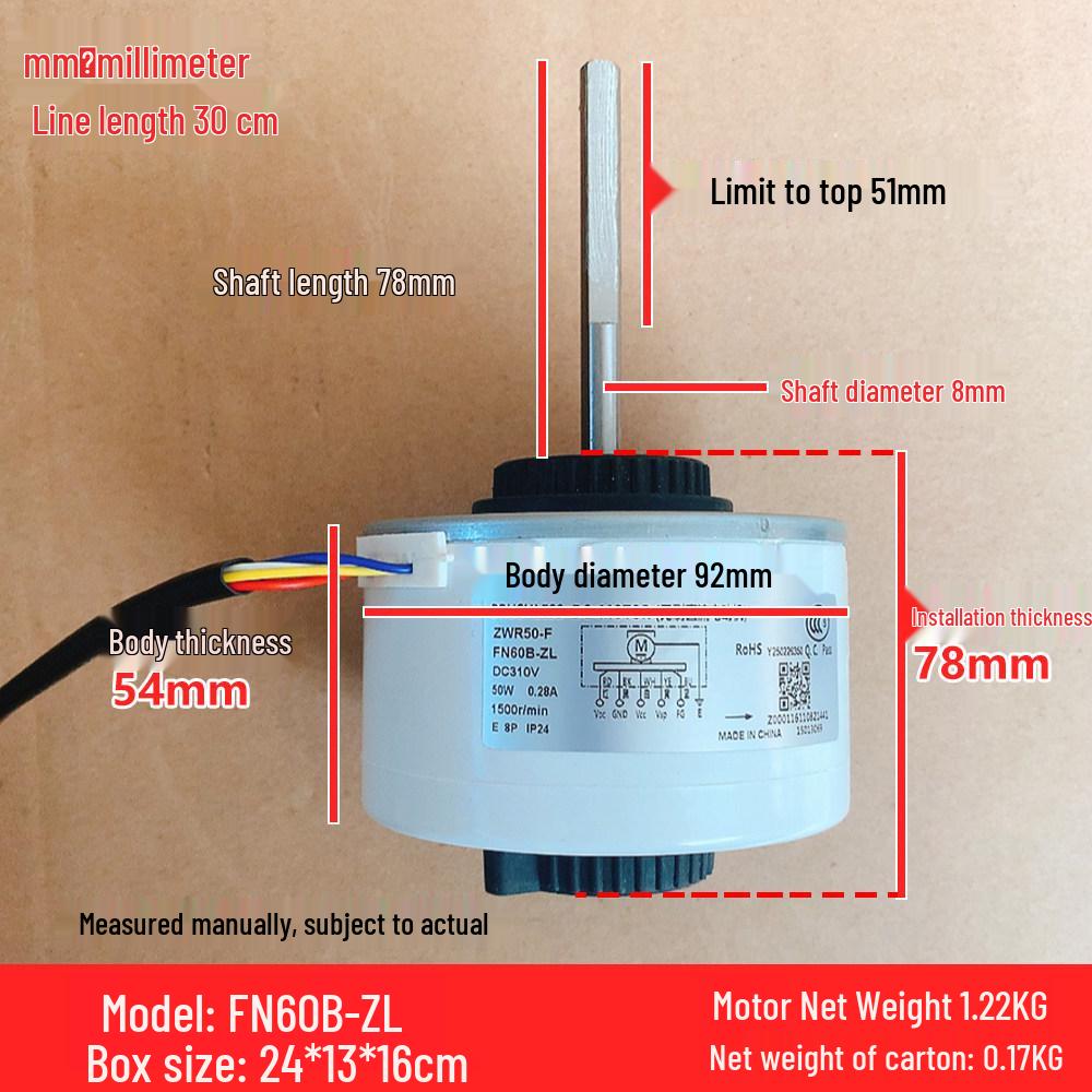 FN60B-ZL Compatible Gree Indoor Air Conditioner DC Fan Motor ZWR50-F 50W - Original New
FN60B-ZL Compatible Gree Indoor Air Conditioner DC Fan Motor ZWR50-F 50W - Original New