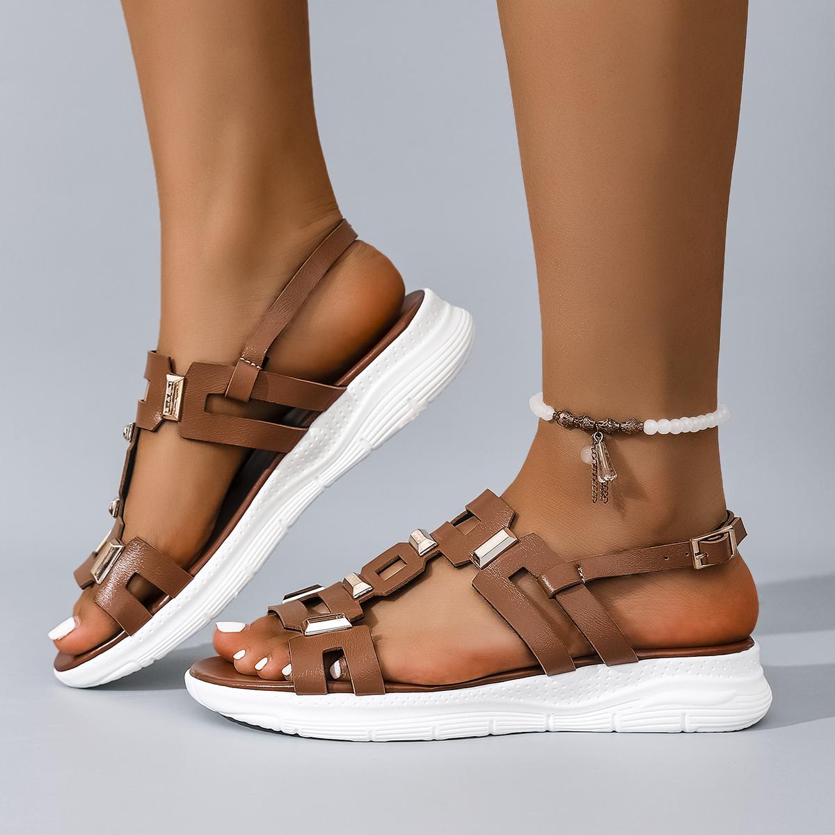 Sandales d été en tête ronde pour femmes, chaussures de plage plates et décontractées, confortables avec décoration en métal, 36 коричневий
Sandales d été en tête ronde pour femmes, chaussures de plage plates et décontractées, confortables avec décoration en métal, 36 коричневий