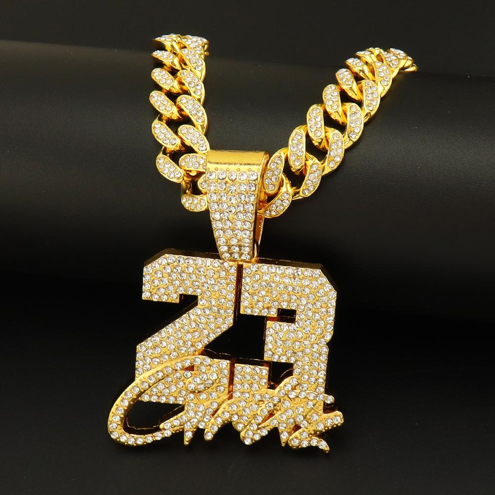 Diamond 23 Digital Pendant Necklace: European-American Hip-Hop Style Cuban Chain Gold Single Pendant
Diamond 23 Digital Pendant Necklace: European-American Hip-Hop Style Cuban Chain Gold Single Pendant