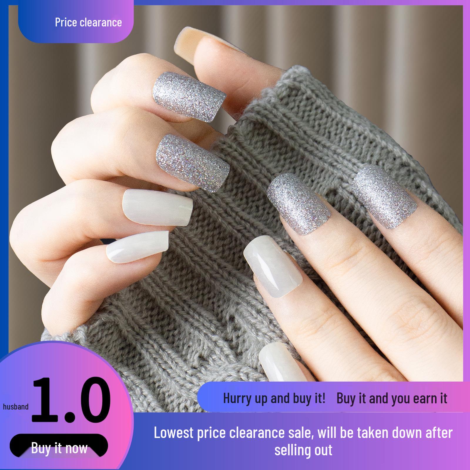 24-Pack French Short Silver White Press-On Nails - Pure Color, Removable Fake Nail Tips
24-Pack French Short Silver White Press-On Nails - Pure Color, Removable Fake Nail Tips
