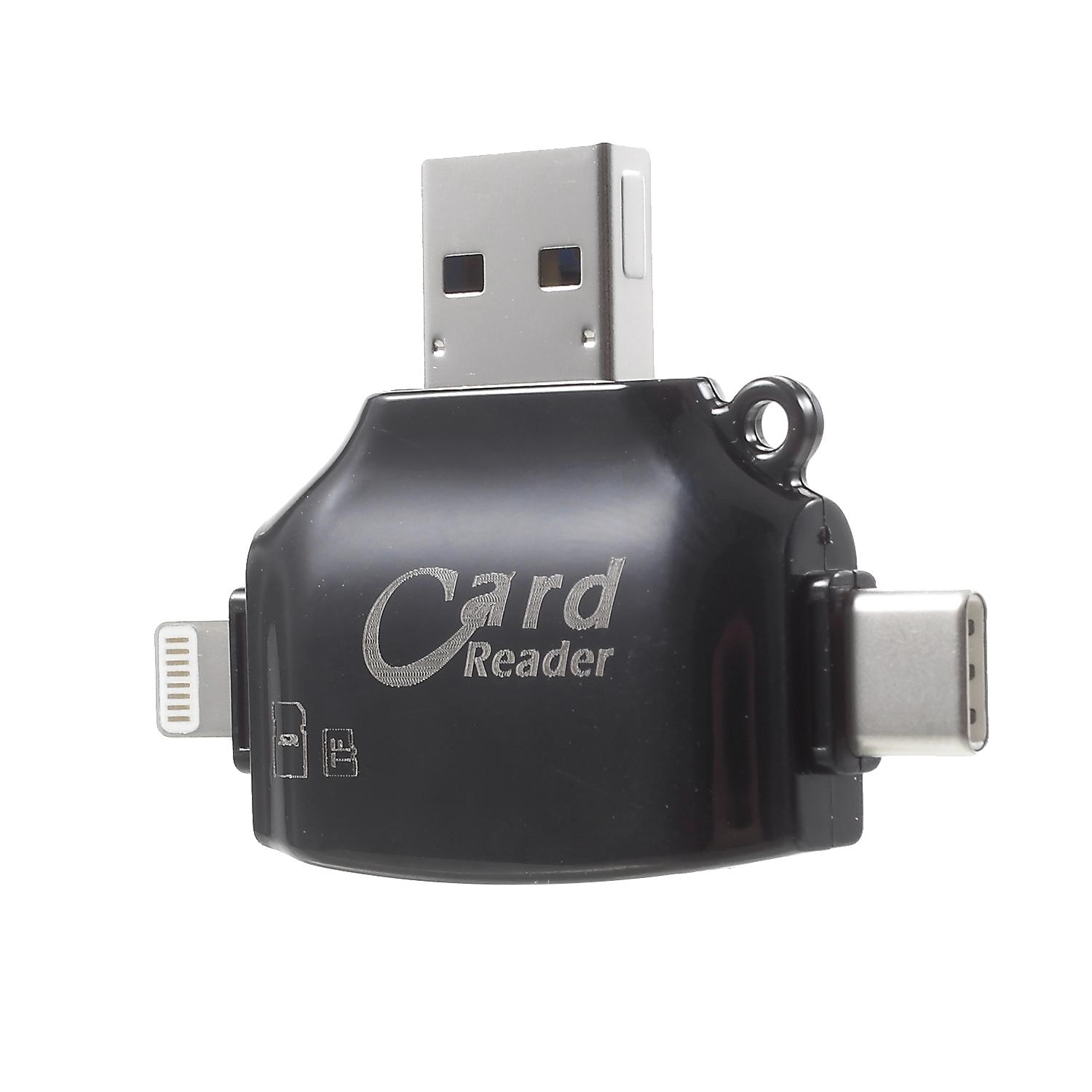 4 in 1 SD/TF Card Reader USB Card Reader with Lightning 8pin/Micro USB/Type-C/USB2.0 Connector White
4 in 1 SD/TF Card Reader USB Card Reader with Lightning 8pin/Micro USB/Type-C/USB2.0 Connector White
