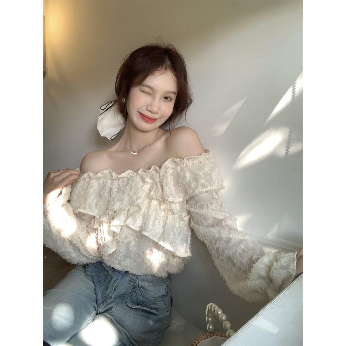 French one-word shoulder collarbone top women s spring new design sense niche ruffle shirt women s autumn 3XL абрикосовий
French one-word shoulder collarbone top women s spring new design sense niche ruffle shirt women s autumn 3XL абрикосовий
