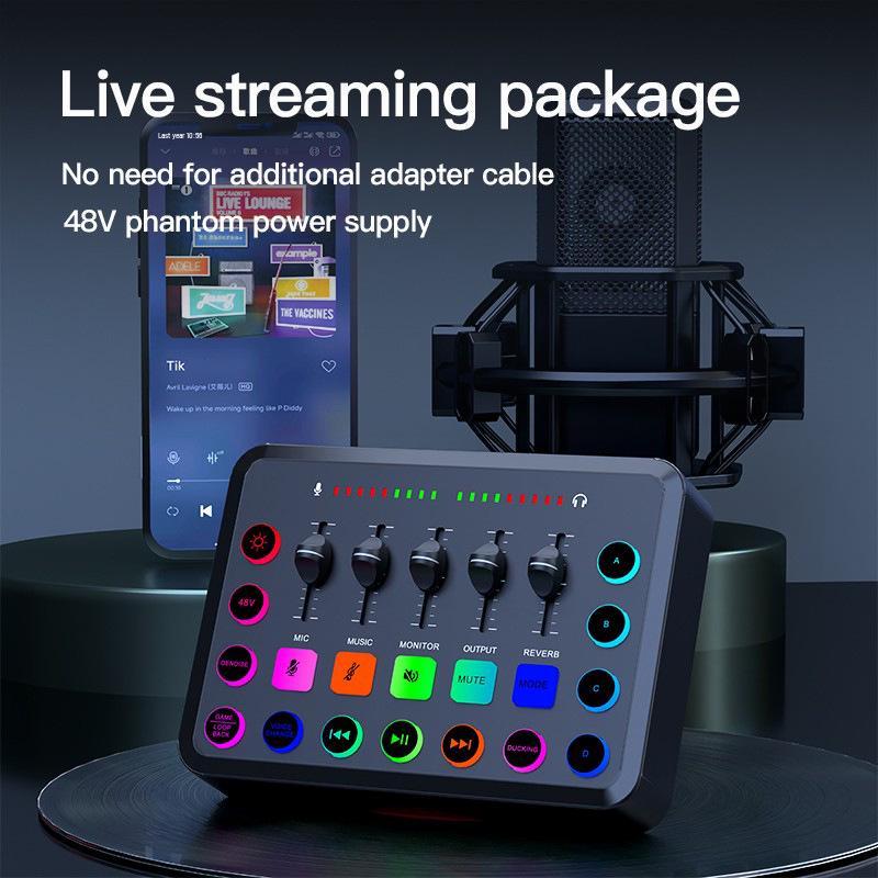 F11 Professional 48V Large Diaphragm Sound Card for Live Broadcast, Mobile Singing, and Computer Recording
F11 Professional 48V Large Diaphragm Sound Card for Live Broadcast, Mobile Singing, and Computer Recording