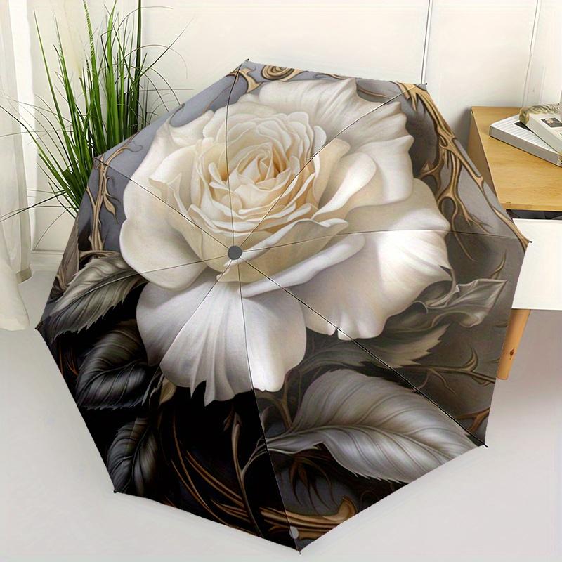 1pc Automatic Open/Close Umbrella with Elegant White Rose Floral design - Windproof 8-Rib sturdy Frame, Compact Folding Umbrel (as the picture,Iron&8K)
1pc Automatic Open/Close Umbrella with Elegant White Rose Floral design - Windproof 8-Rib sturdy Frame, Compact Folding Umbrel (as the picture,Iron&8K)