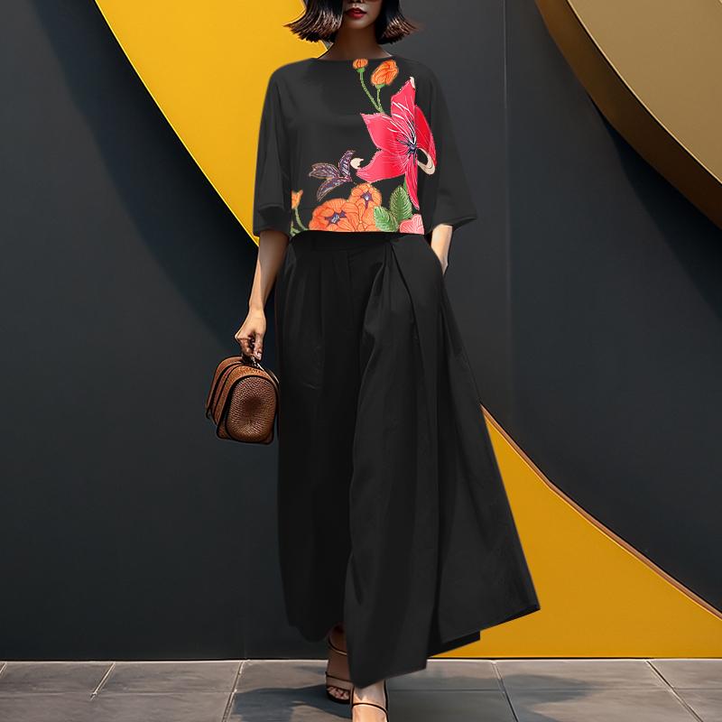 ZANZEA Women 3/4 Sleeve Print Blouse and Wide Leg Pants Casual Two Piece Suit Sets чёрный
ZANZEA Women 3/4 Sleeve Print Blouse and Wide Leg Pants Casual Two Piece Suit Sets чёрный