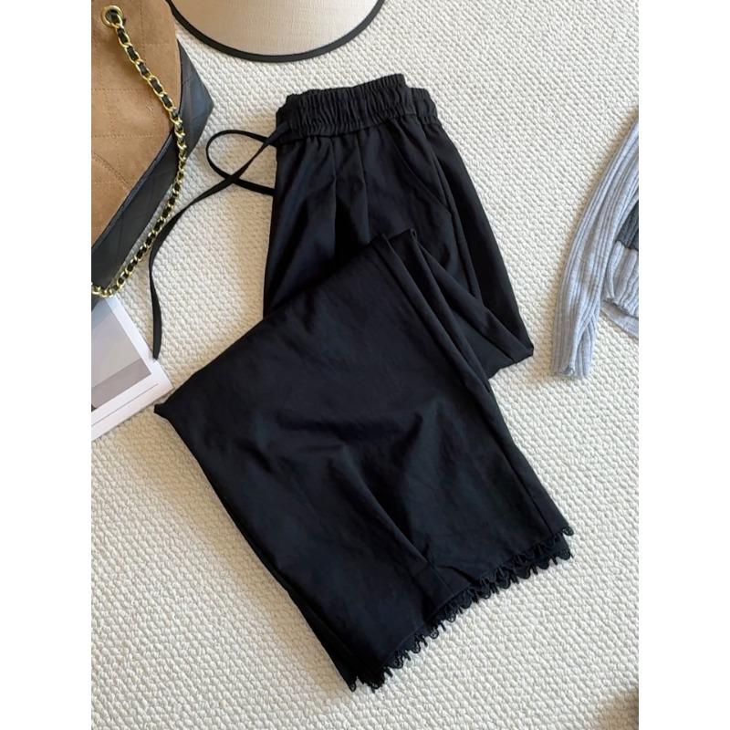 Lace pants wide-leg pants women s eyelash pants autumn elastic waist drawstring loose and thin versatile casual nine-point pants XL чёрный
Lace pants wide-leg pants women s eyelash pants autumn elastic waist drawstring loose and thin versatile casual nine-point pants XL чёрный
