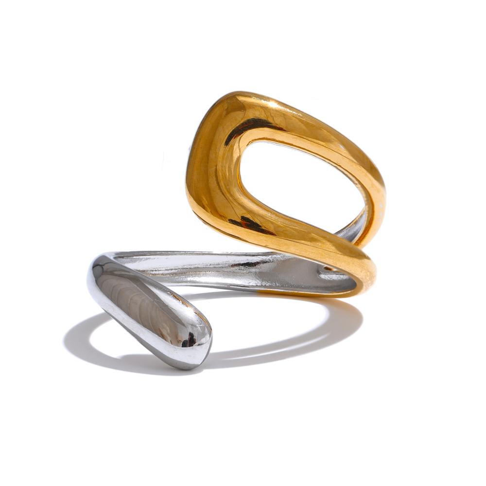 Yhpup Stainless Steel Geometric Hollow Adjustable Double Color Ring Waterproof Finger Jewelry Wholesale Gift resizable
Yhpup Stainless Steel Geometric Hollow Adjustable Double Color Ring Waterproof Finger Jewelry Wholesale Gift resizable