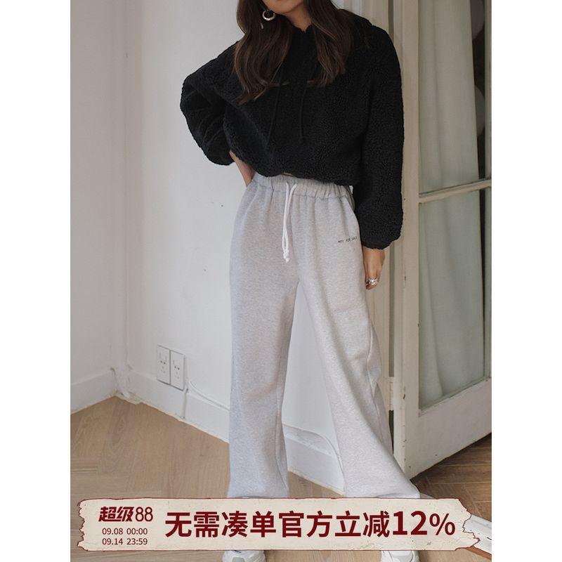 Wide Leg Print Alphabet plus Velvet Loose Drawstring Sweatpants Light gray In Stock S
Wide Leg Print Alphabet plus Velvet Loose Drawstring Sweatpants Light gray In Stock S