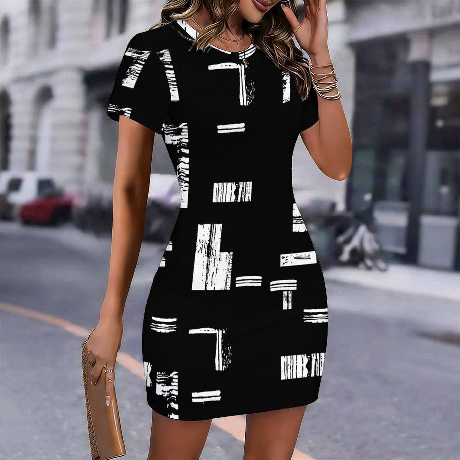 Fashion Womens Loose Abstract Geometric Patterns Print O Neck Short Sleeve Loose Streetwear A-line Dress S чёрный
Fashion Womens Loose Abstract Geometric Patterns Print O Neck Short Sleeve Loose Streetwear A-line Dress S чёрный