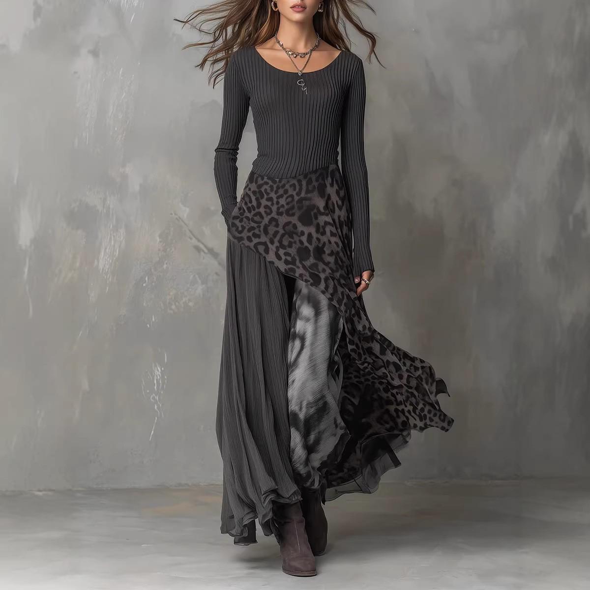 2026 Leopard Print Elastic Waist Wide Hem Casual Dress for Europe and America Small сірий колір/чорний
2026 Leopard Print Elastic Waist Wide Hem Casual Dress for Europe and America Small сірий колір/чорний