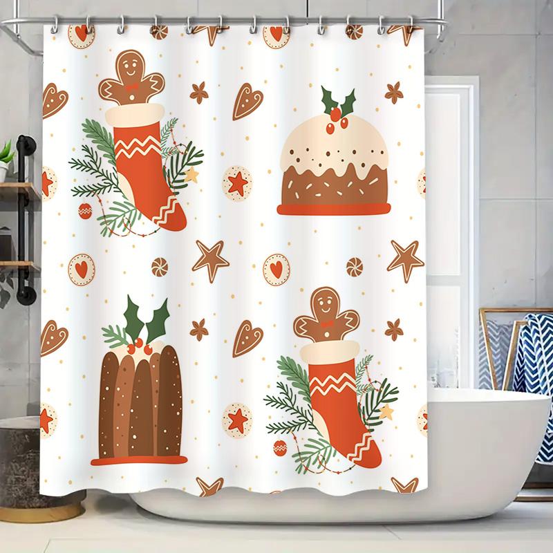 Christmas-Themed Shower Curtain With Festive Designs Featuring Gingerbread Men, Christmas Stockings, And Holiday Treats Perfect W60H190(CM)-1 Pcs
Christmas-Themed Shower Curtain With Festive Designs Featuring Gingerbread Men, Christmas Stockings, And Holiday Treats Perfect W60H190(CM)-1 Pcs