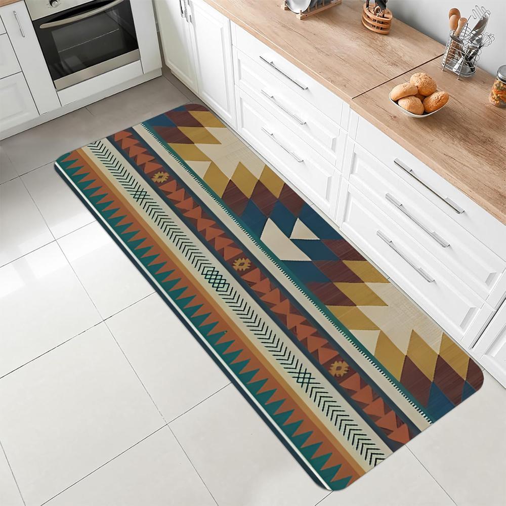 Colorful Striped Ethnic Geometric Kitchen Runner Rug Stylish Non-Slip Floor Carpet for Kitchen Dining Zones 40x60cm
Colorful Striped Ethnic Geometric Kitchen Runner Rug Stylish Non-Slip Floor Carpet for Kitchen Dining Zones 40x60cm