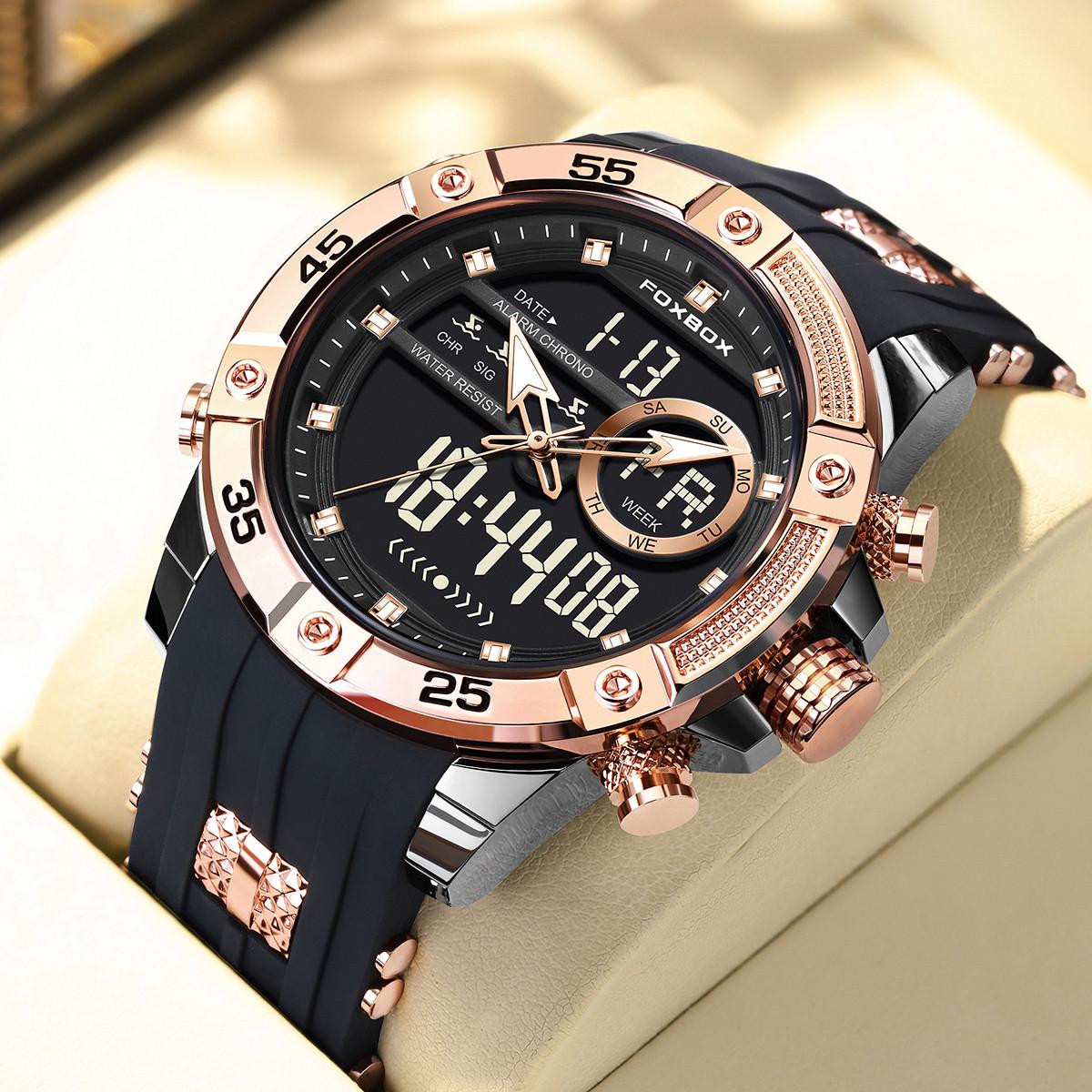 FOXBOX Fashion Quartz Watch Soft Silicone Waterproof Luminous Date Mens Digital Watches LED Dual Display Chronograph Man Watch
FOXBOX Fashion Quartz Watch Soft Silicone Waterproof Luminous Date Mens Digital Watches LED Dual Display Chronograph Man Watch