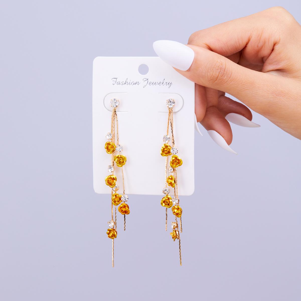 New Rose Flower Long Tassel Dangle Earrings Women Blue Red Green Rhinestone Flowers Hanging Earring Girls Party Wedding Zircon
New Rose Flower Long Tassel Dangle Earrings Women Blue Red Green Rhinestone Flowers Hanging Earring Girls Party Wedding Zircon