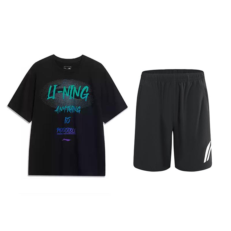 Li-Ning Round Neck Loose Comfortable Versatile Short Sleeve Elastic Five Point Pants Casual Sports Suit Unisex suit Black AHSU803-2+YKSU157-2 L
Li-Ning Round Neck Loose Comfortable Versatile Short Sleeve Elastic Five Point Pants Casual Sports Suit Unisex suit Black AHSU803-2+YKSU157-2 L