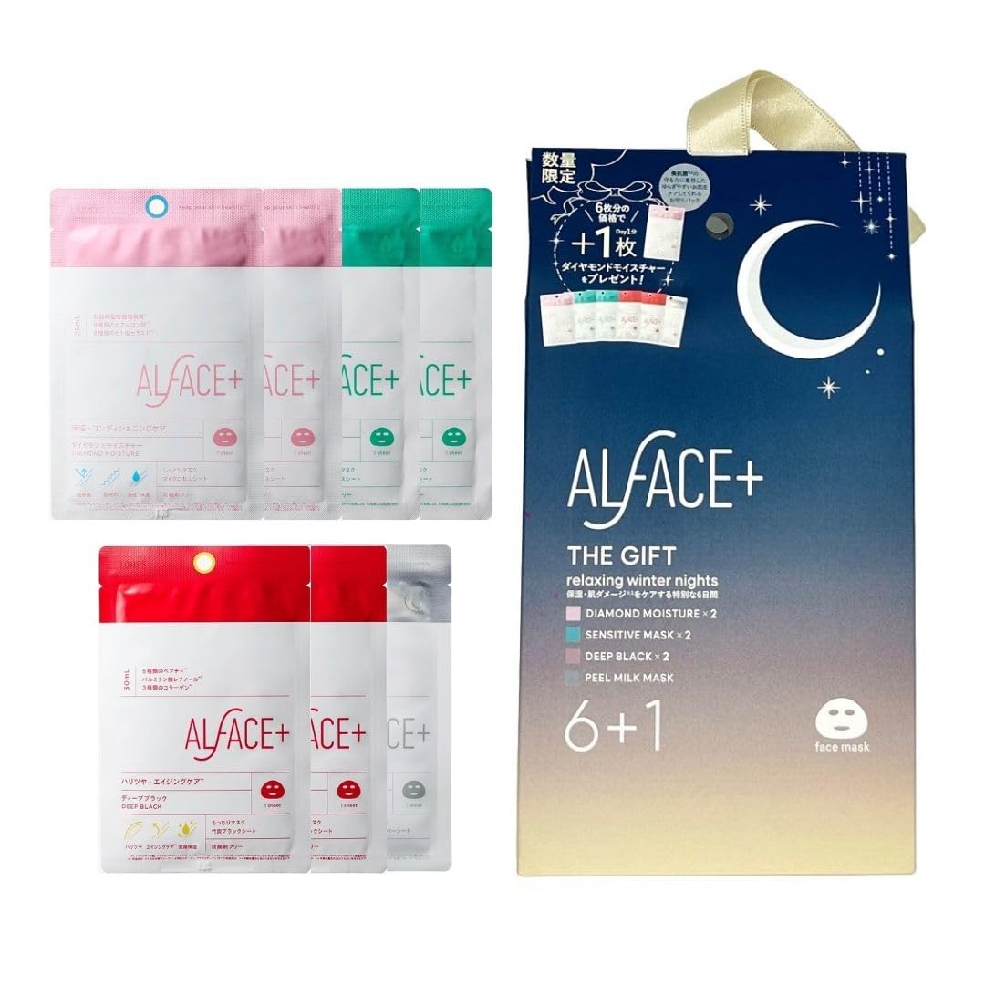 ALFACE THE GIFT winter 7 pieces 1 extra piece Limited quantity Moisturizing Skin damage care 2 pieces Diamond Moisture 2 pieces Sensitive mask 2
ALFACE THE GIFT winter 7 pieces 1 extra piece Limited quantity Moisturizing Skin damage care 2 pieces Diamond Moisture 2 pieces Sensitive mask 2