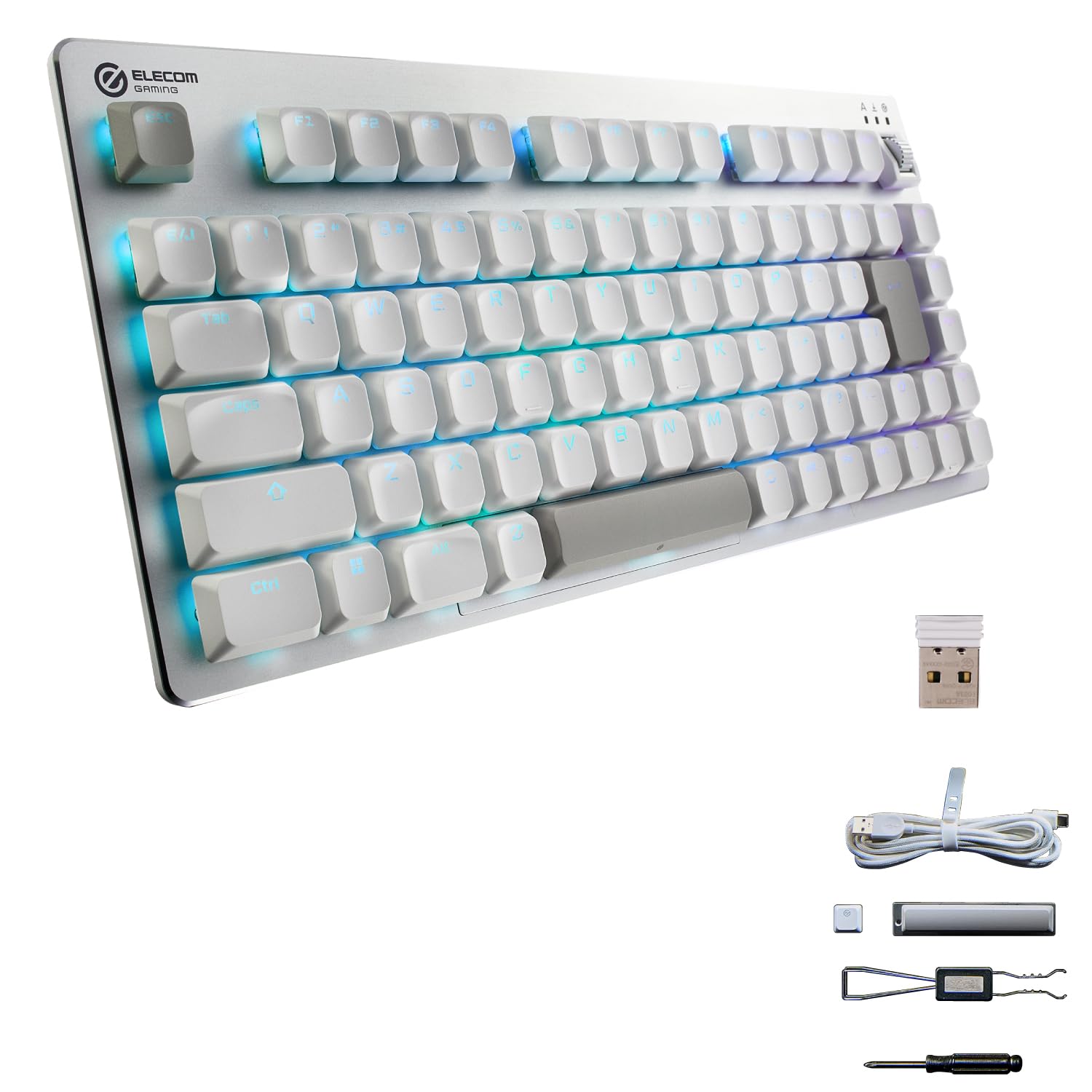 ELECOM Gaming Keyboard V custom VK520 Lowepro Bluetooth 2.4Ghz Wireless Wired Detachable Mechanical 75% Size White TK-VK520LLWH
ELECOM Gaming Keyboard V custom VK520 Lowepro Bluetooth 2.4Ghz Wireless Wired Detachable Mechanical 75% Size White TK-VK520LLWH