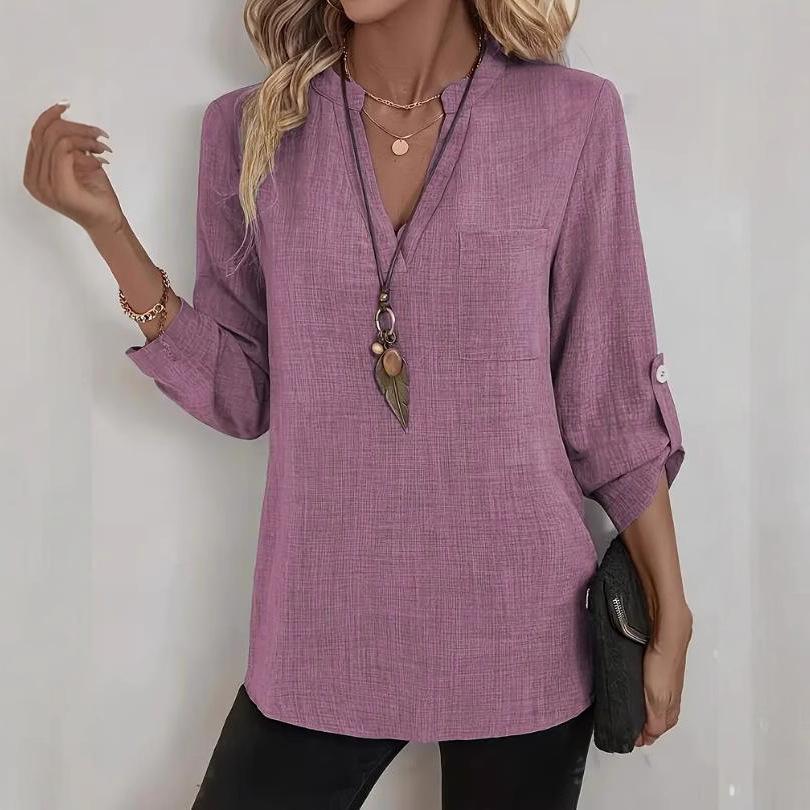 Woman Clothing Cotton Linen Shirt With Buttons And Large-size V Neck For Women Tight Fashion, Long Sleeve, Solid Color Top Mujer S фиолетовый
Woman Clothing Cotton Linen Shirt With Buttons And Large-size V Neck For Women Tight Fashion, Long Sleeve, Solid Color Top Mujer S фиолетовый