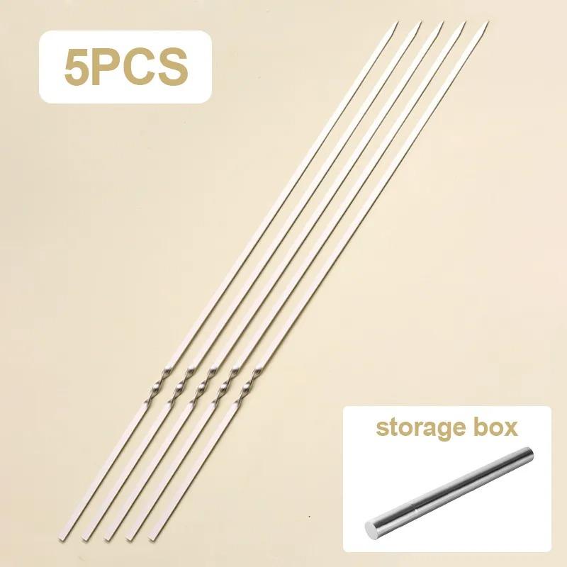 Шпажки для барбекю из нержавеющей стали, многоразовые шампуры для барбекю с трубкой для хранения, игла для барбекю, плоский инструмент для кемпинга и пикника на открытом воздухе
Шпажки для барбекю из нержавеющей стали, многоразовые шампуры для барбекю с трубкой для хранения, игла для барбекю, плоский инструмент для кемпинга и пикника на открытом воздухе