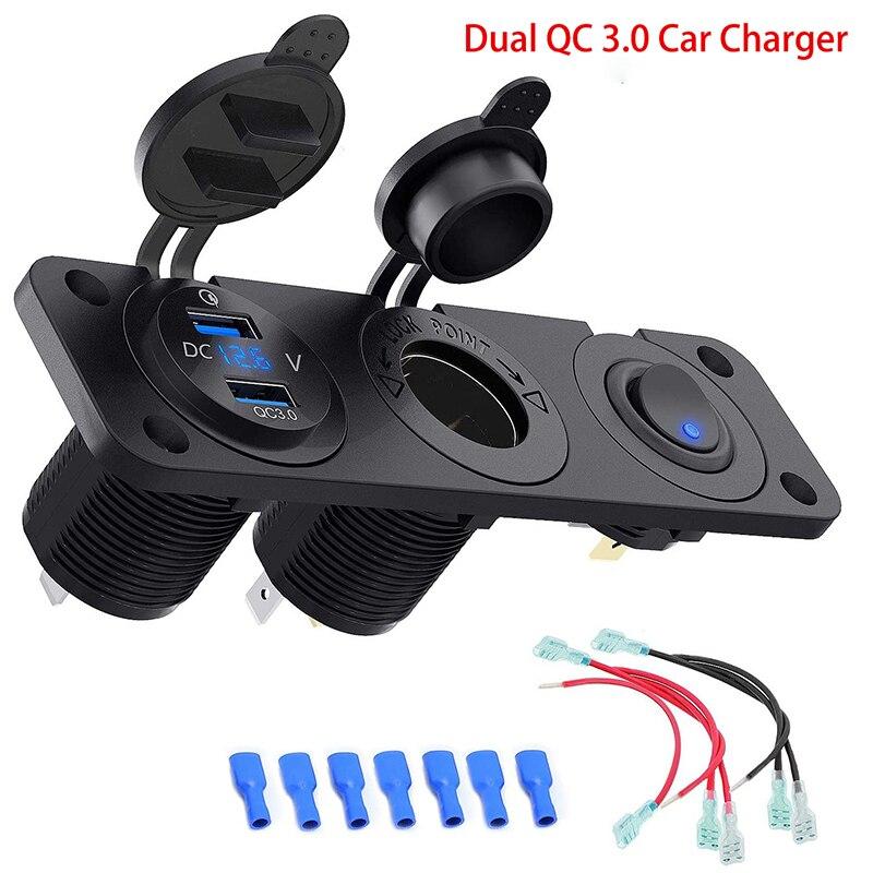 Панель 3 в 1, двойное быстрое автомобильное зарядное устройство QC3.0 со светодиодным дисплеем напряжения, тумблер, розетка для морского лодочного грузовика красный
Панель 3 в 1, двойное быстрое автомобильное зарядное устройство QC3.0 со светодиодным дисплеем напряжения, тумблер, розетка для морского лодочного грузовика красный