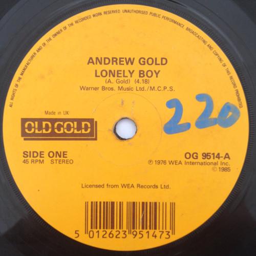 7inch Record ANDREW GOLD - Lonely Boy / Never Let Her Slip Awa OG9514 Old Gold 1985 UK Rock Used
7inch Record ANDREW GOLD - Lonely Boy / Never Let Her Slip Awa OG9514 Old Gold 1985 UK Rock Used