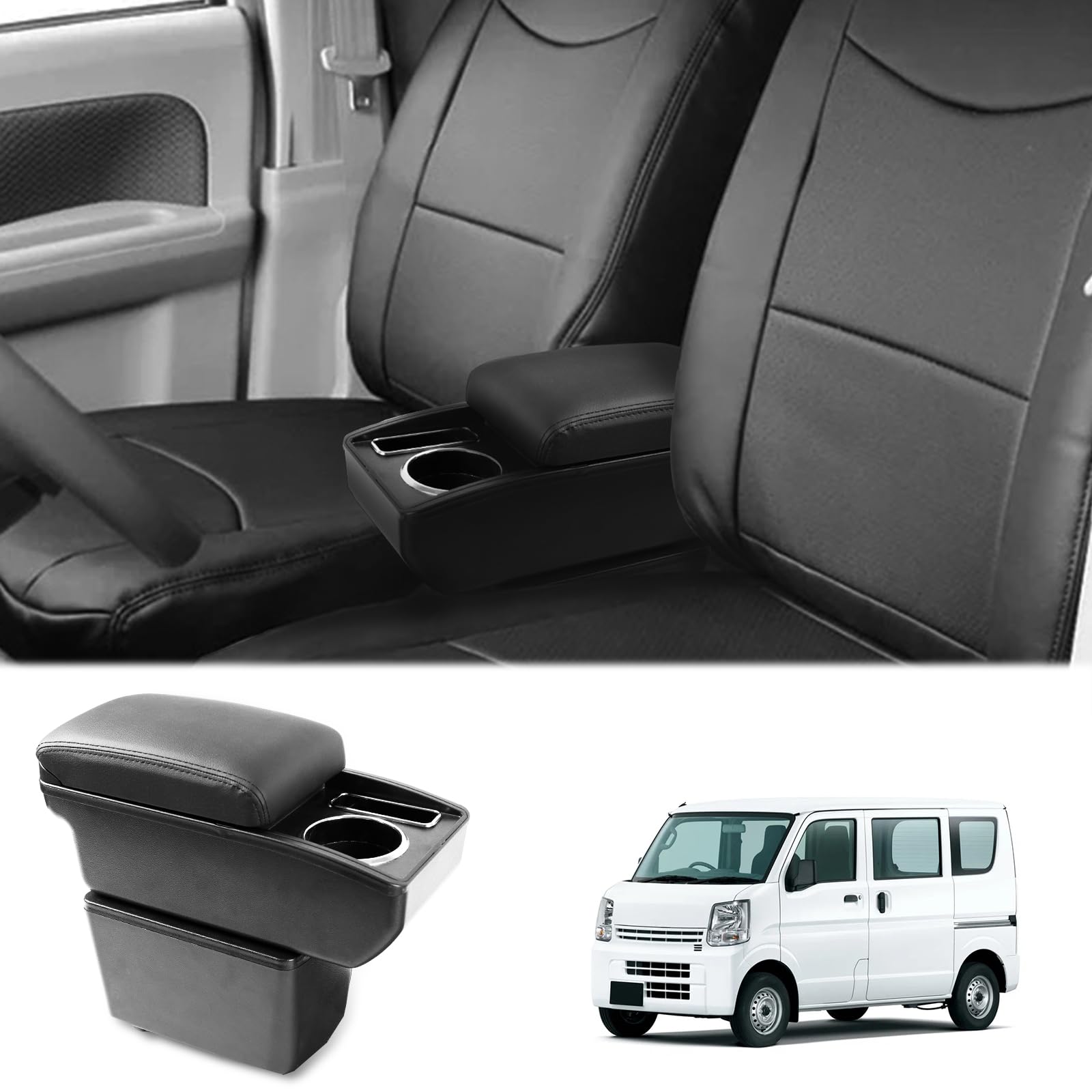 Ceritica Бокс на центральную консоль для Suzuki Every Van DA17V JOIN Turbo, стояночный тормоз, автомобильный бокс для хранения с подстаканником, отделением для мелких предметов и подлокотником, простые автомобильные аксессуары